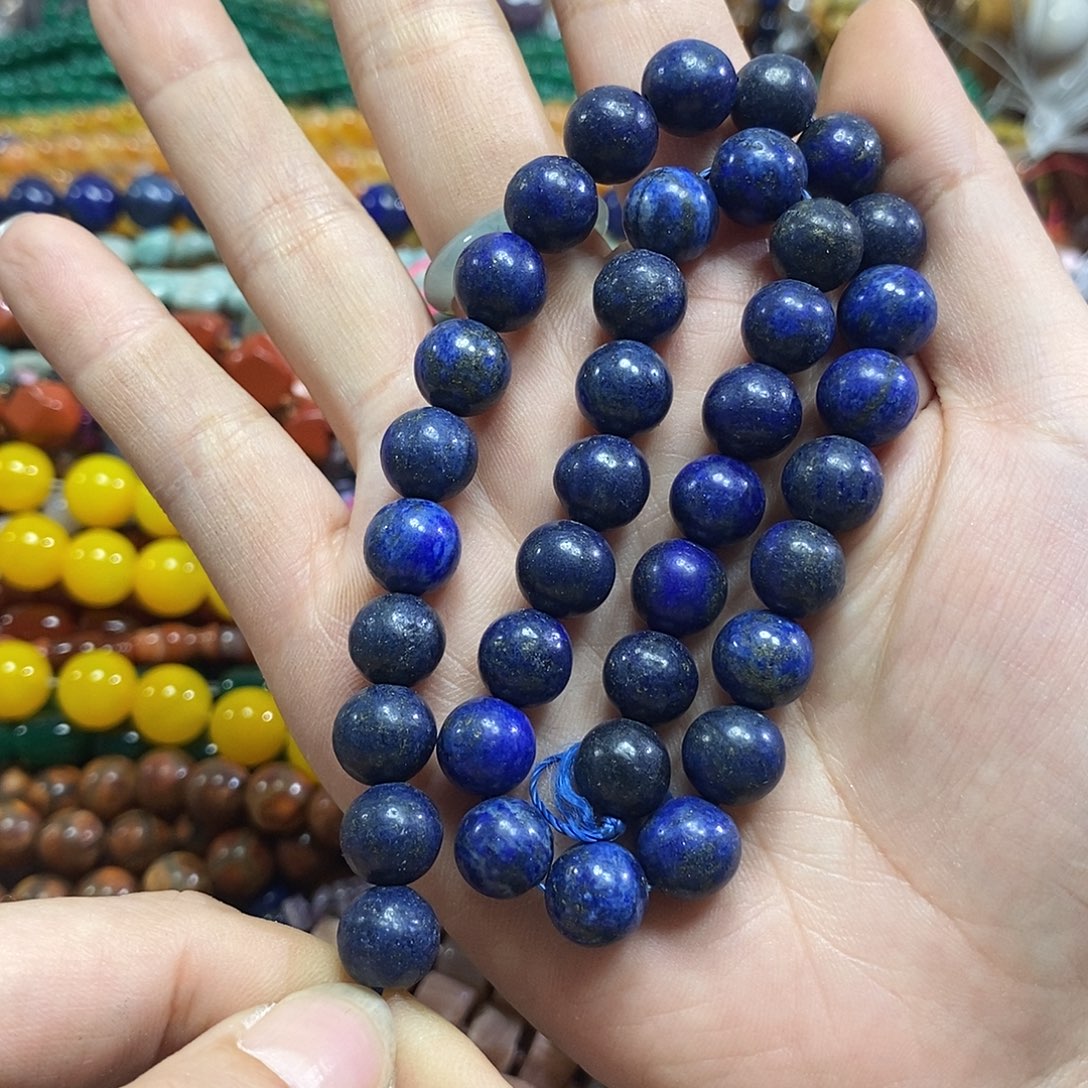 玛瑙/玉髓未镶嵌珠宝半成品青金一条卡10mm