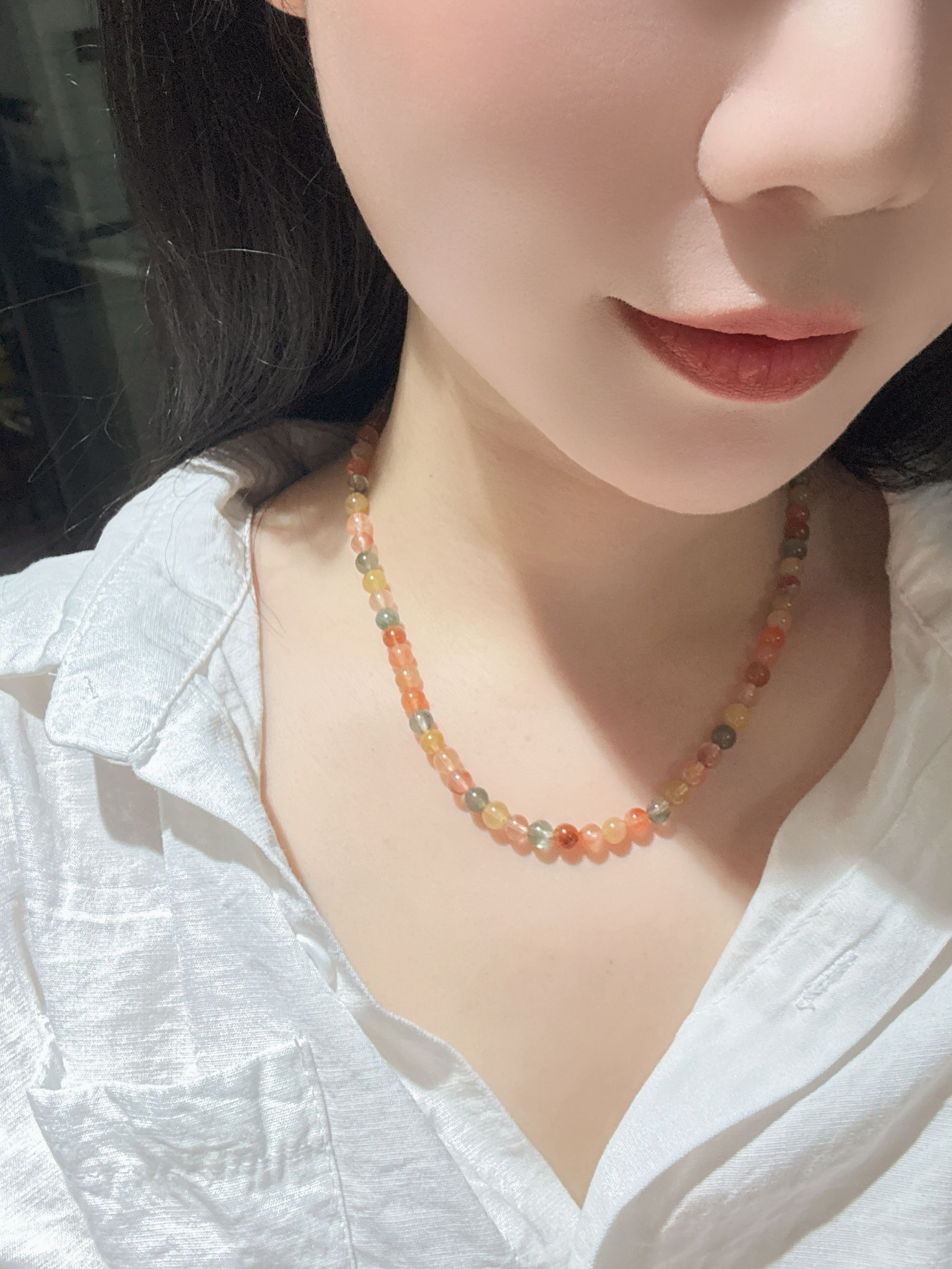 迷你版彩兔毛项链三圈手串天然水晶5mm（无鉴赏期）50cm长