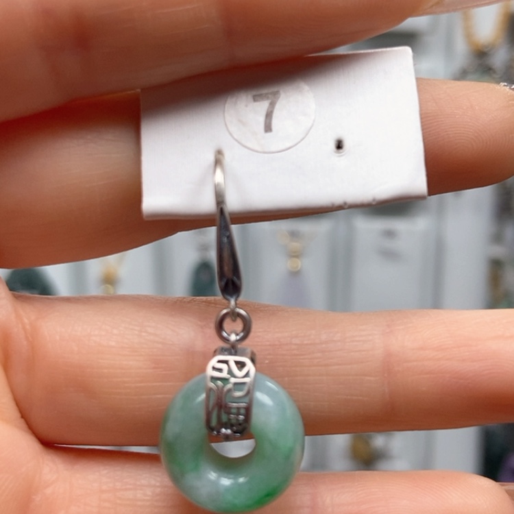 【闪购商品】翡翠耳饰银S925镶嵌小*包耳饰