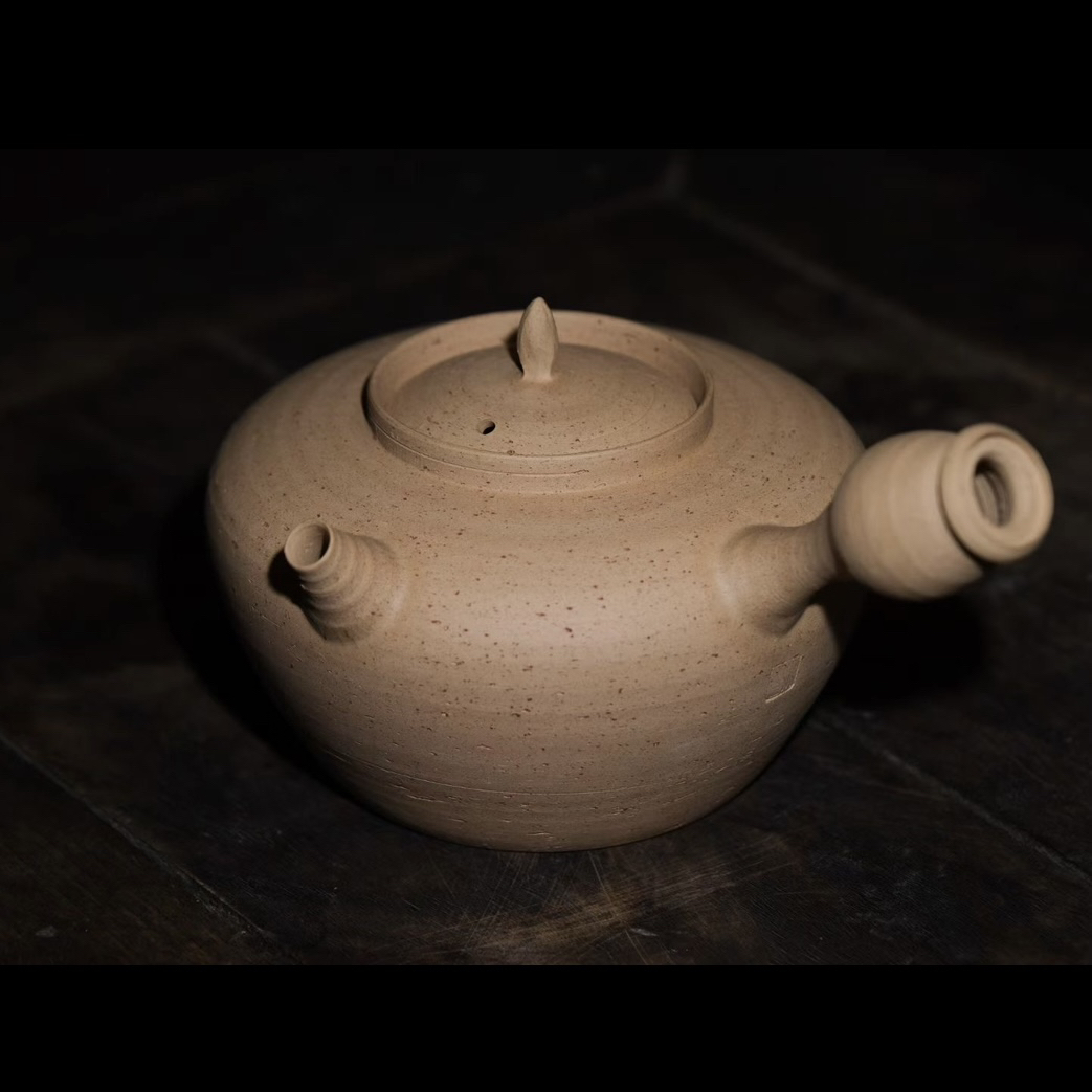 【小崔的茶事】水木白泥调砂经典款侧把砂铫壶潮州纯手工手拉煮水壶