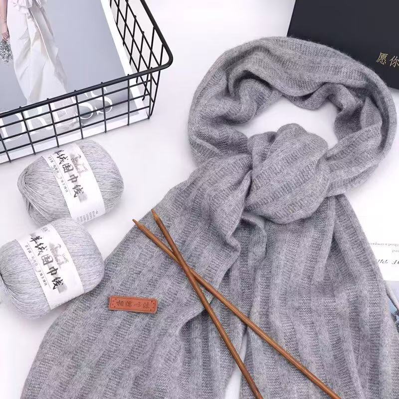 羊绒线围巾线手工diy编织中粗手编机织围巾材料包