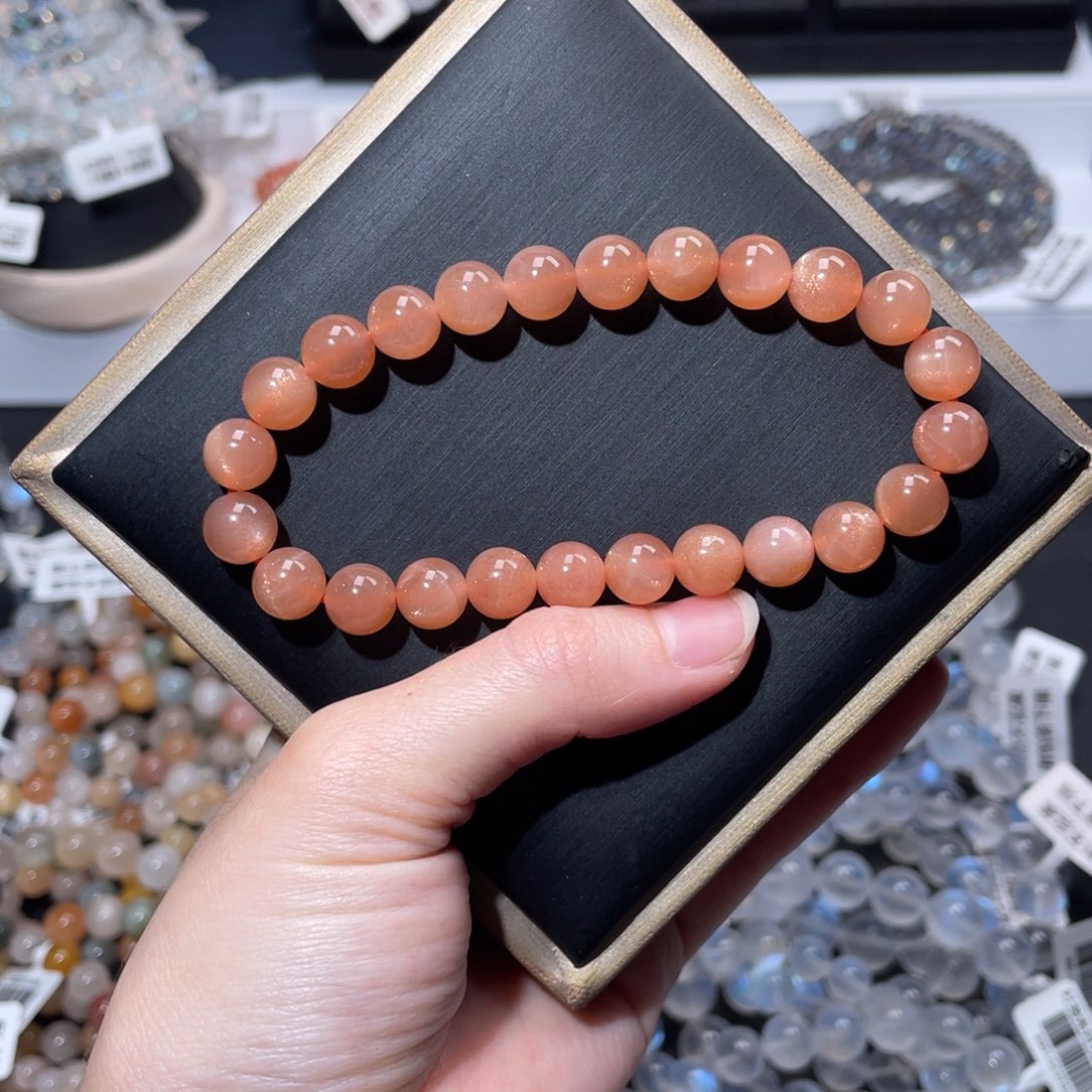 未镶嵌手链长石孤品橙月光8.5m