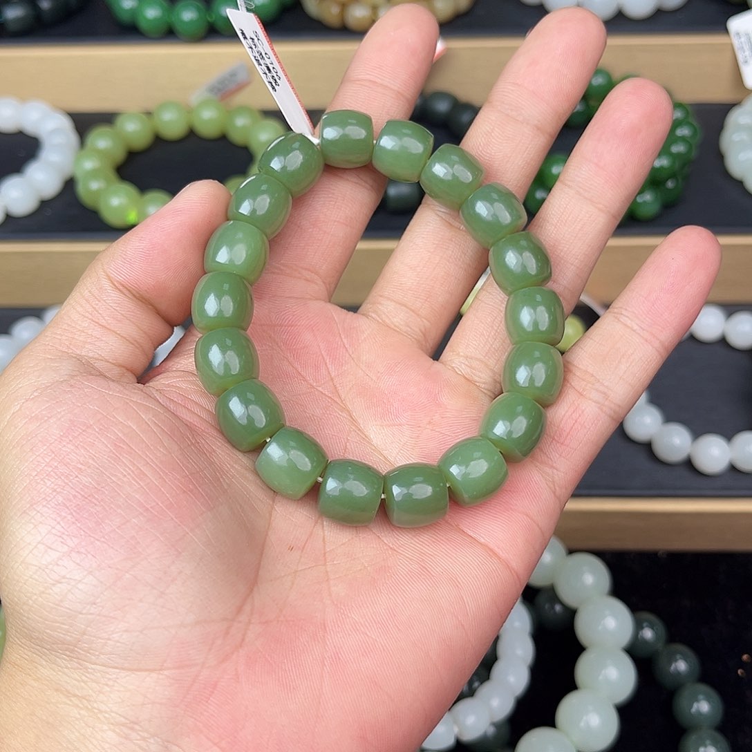 和田玉手串未镶嵌纯天然新疆和田玉若羌青黄口12mm