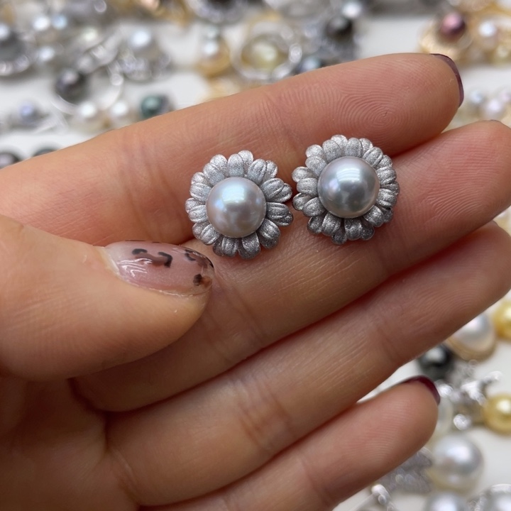 海水珍珠耳饰银S925镶嵌