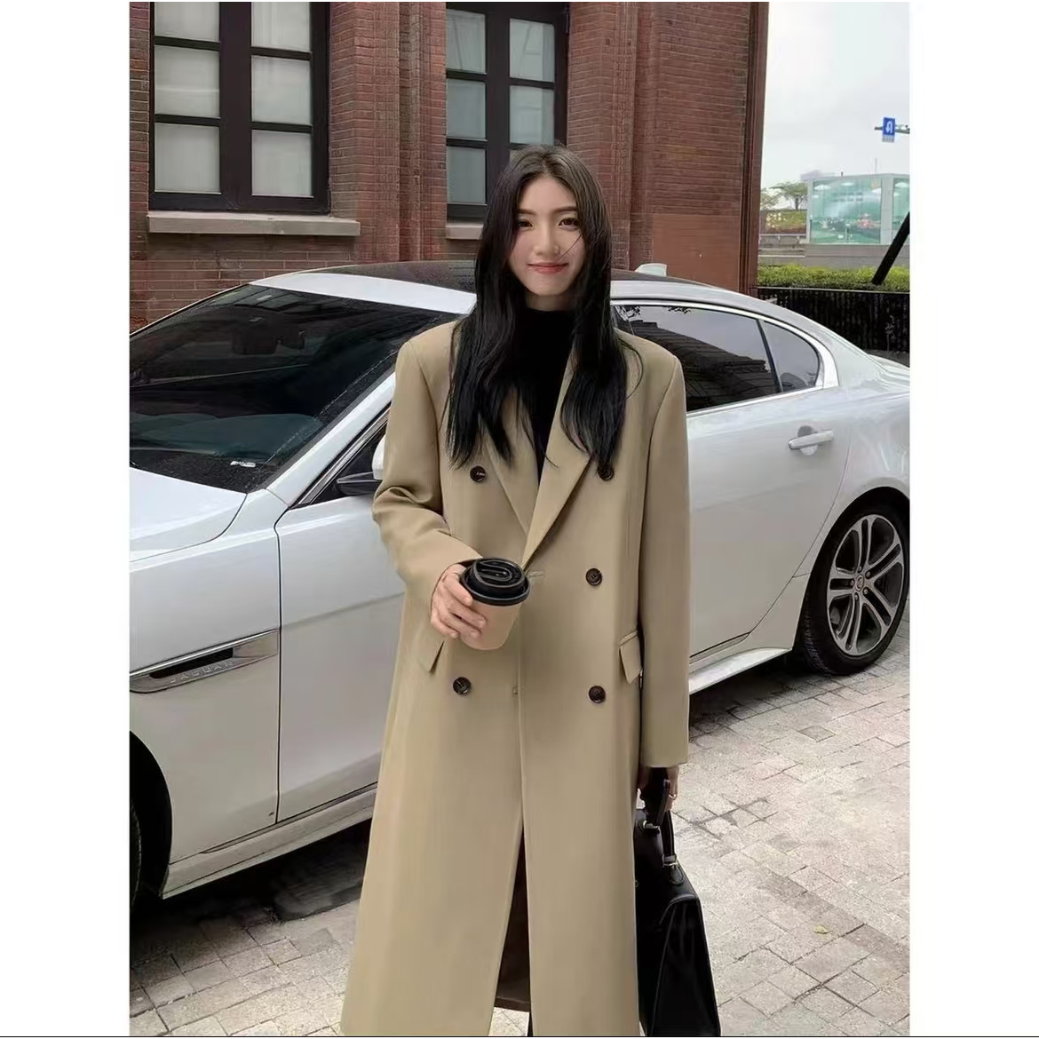 A66西装风衣外套春秋季新款英伦风高级感中长款流行大衣女