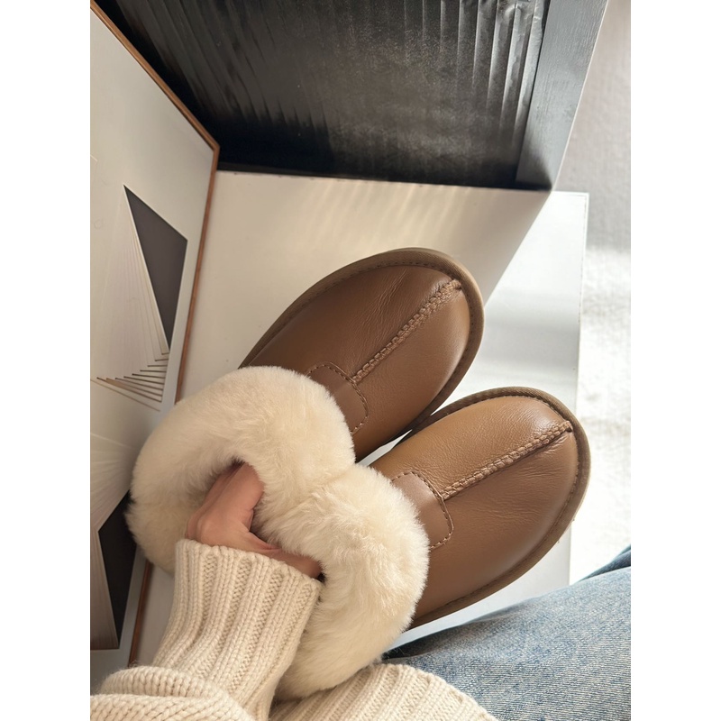 婷婷【光面厚底星拖4-5公分】厚底光面星拖羊皮毛一体包头托鞋