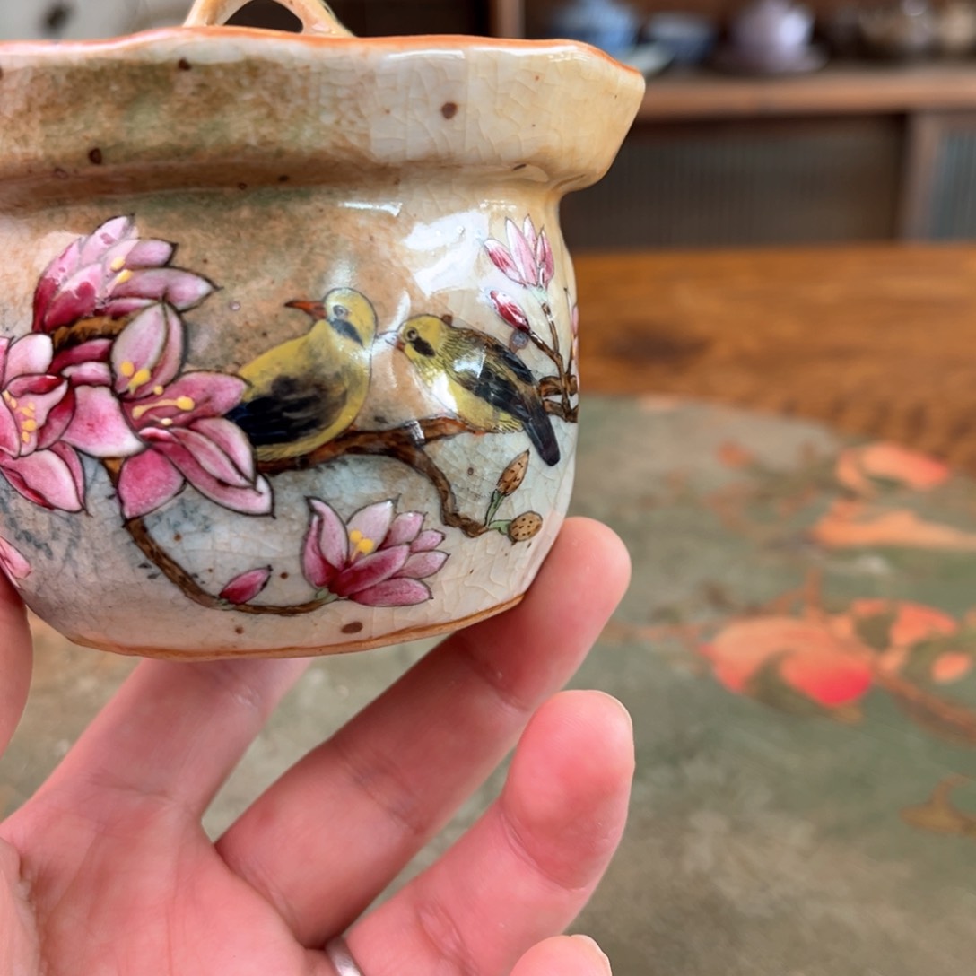 杯玫**熊柴烧手工手绘陶瓷