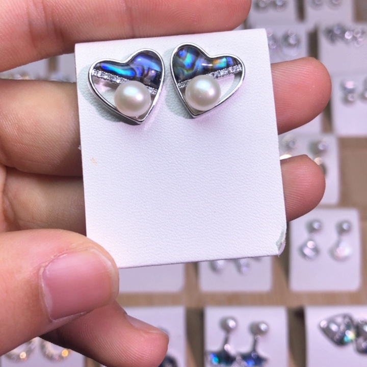 淡水珍珠耳饰银S925镶嵌