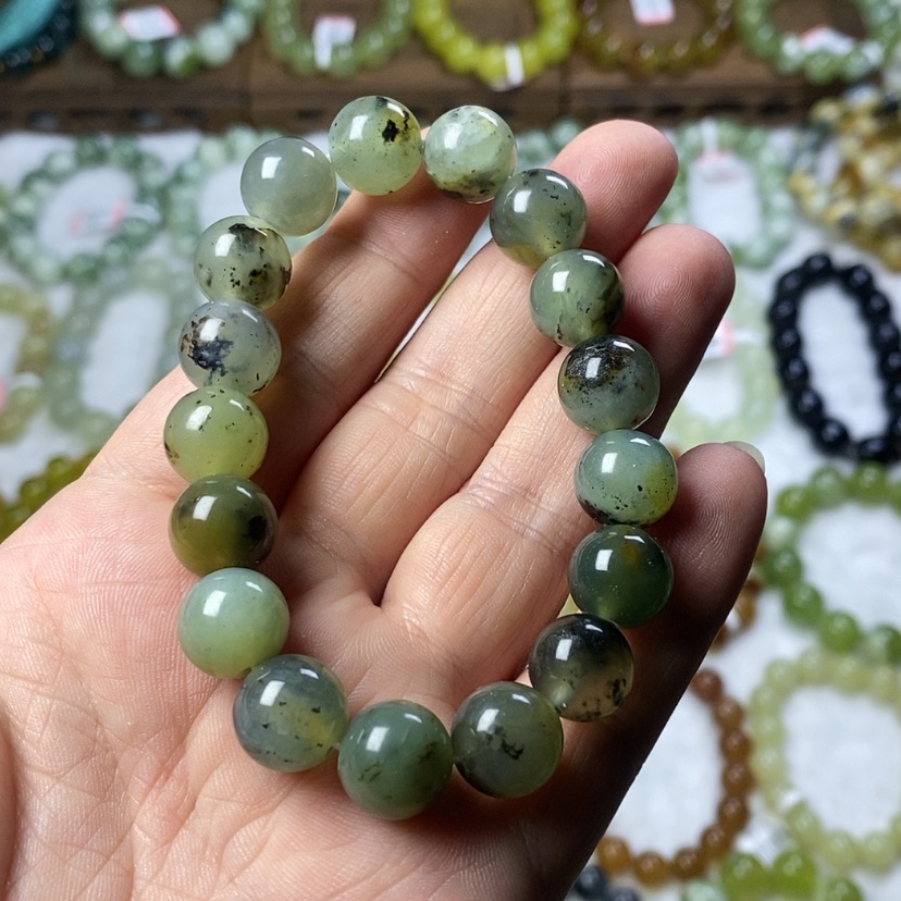 【闪购商品】蛇纹石玉手串未镶嵌卡12