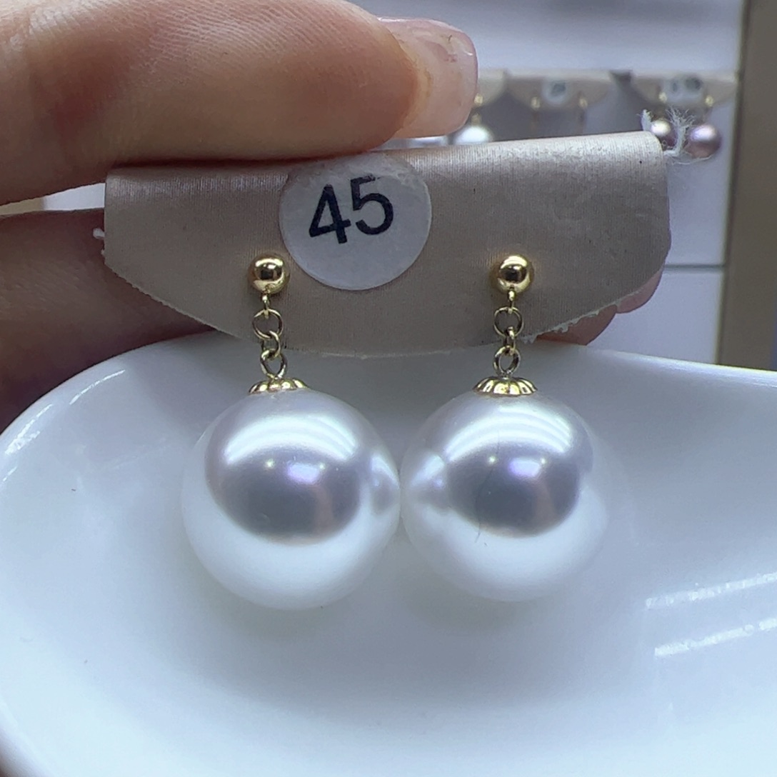 淡水珍珠耳饰18K金镶嵌