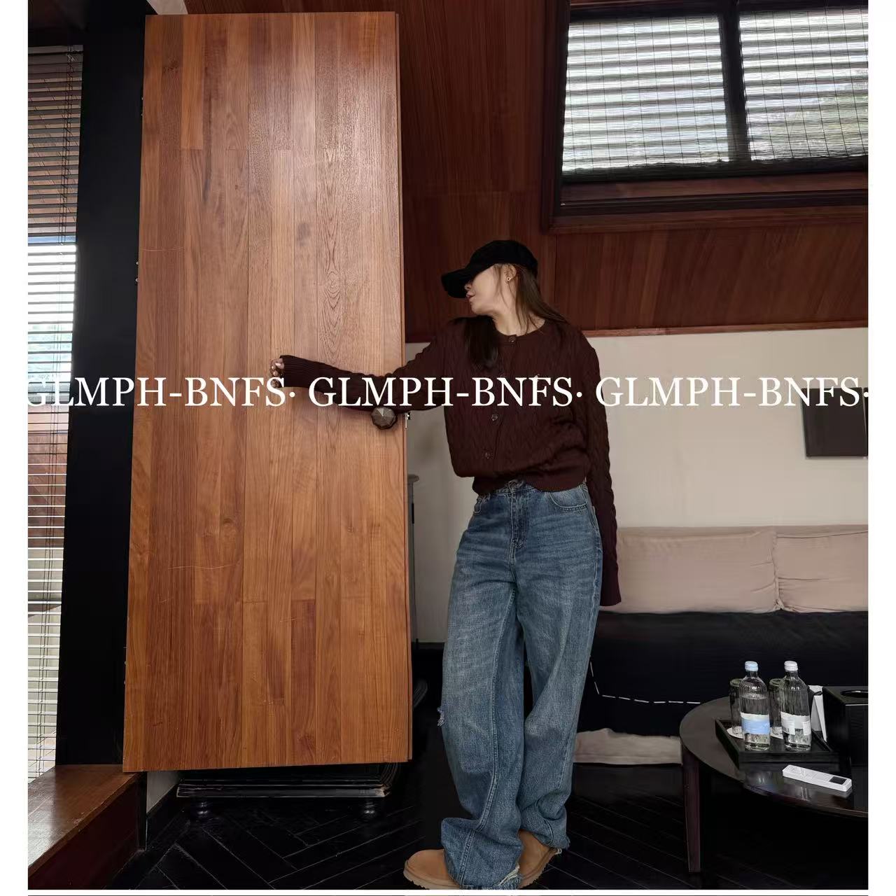 GLMPH-BNFS【麻花开衫】宽松圆领刺绣毛衣长袖百搭慵懒外套-1084