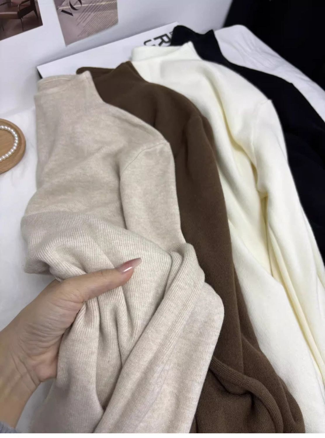 小立领奶fufu软糯针织长袖打底衫女冬季毛衣秋装韩版简约上衣内搭