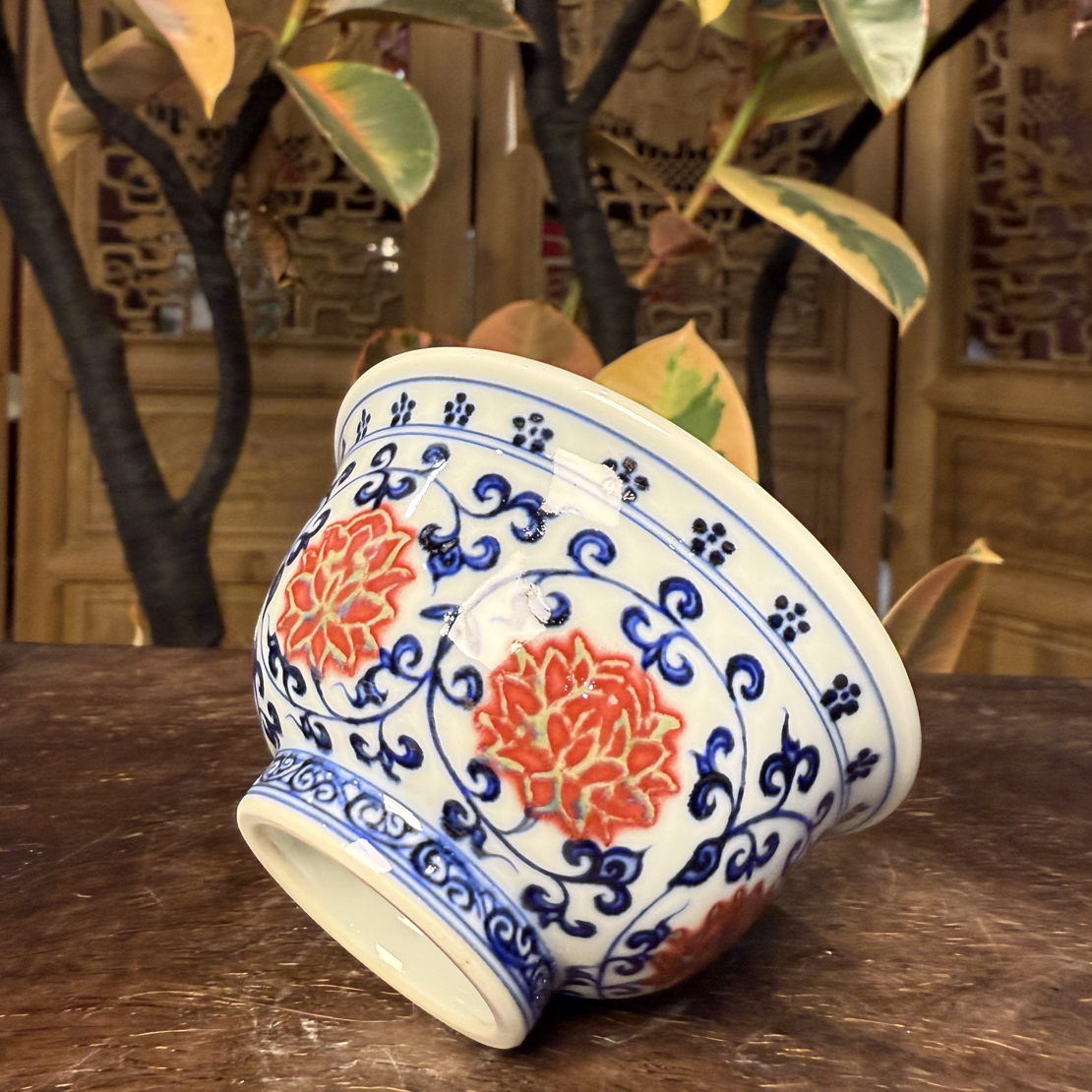 青花釉里红压手杯（红包翠）