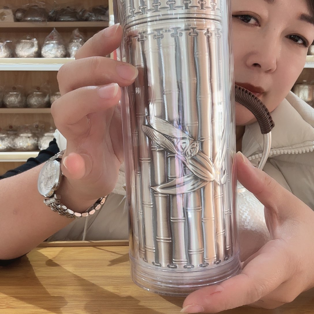 足银999竹报平安杯子