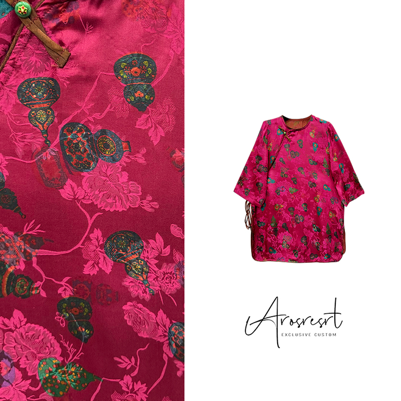 【长福禄】新中式国风圆领百搭复古斜襟上衣