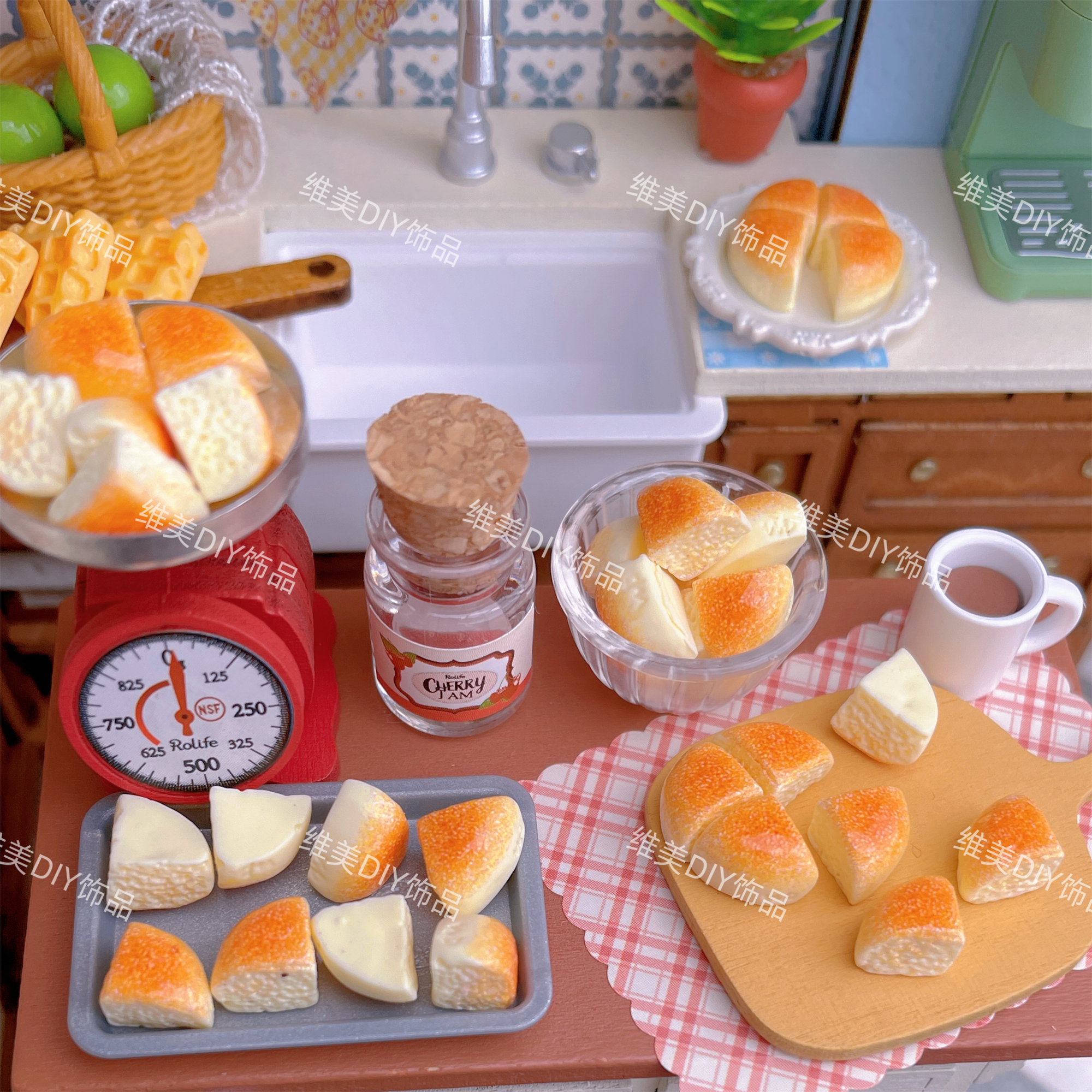 【维美定制-超迷你奶酪三角面包】仿真食玩树脂配件配饰DIY手工制作