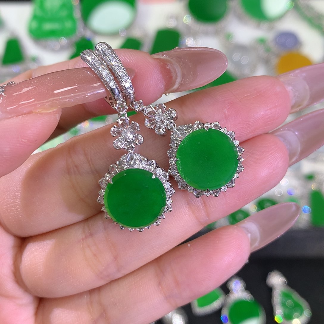 翡翠耳饰18K金镶嵌锦*111111111111