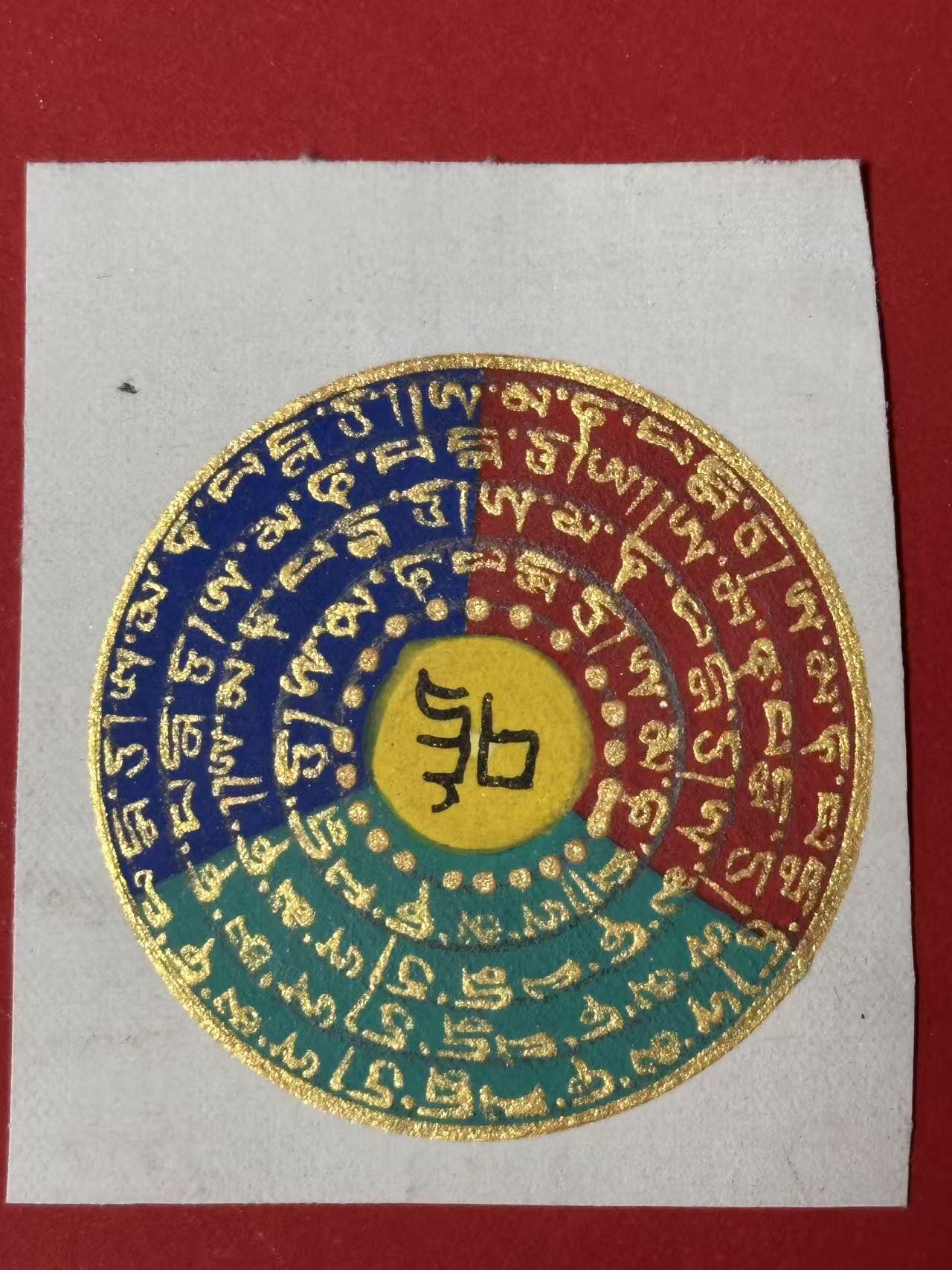 六字箴言坛城3.5吊坠-热贡纯手绘唐卡 