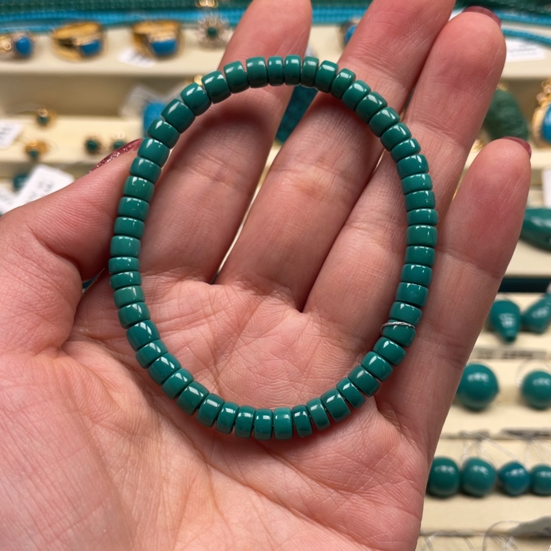 未镶嵌绿松石珠宝奇石药片手串5.5