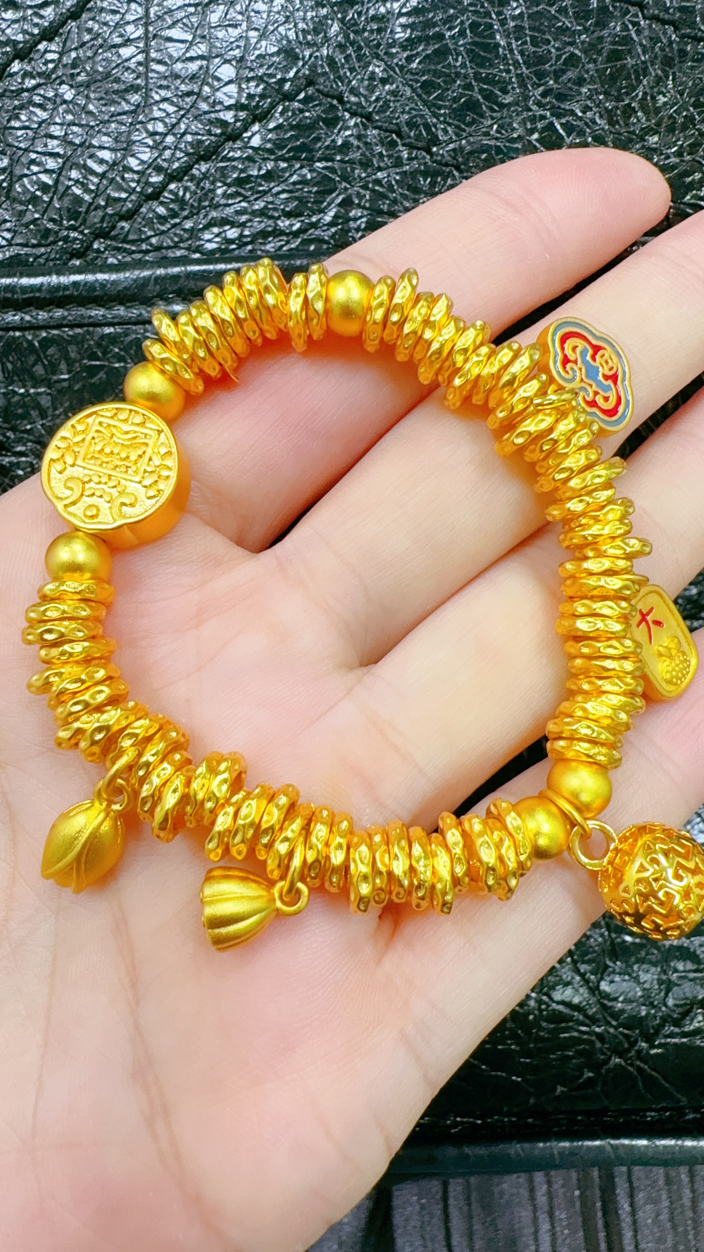 合金手链 五路财財盘缠手串