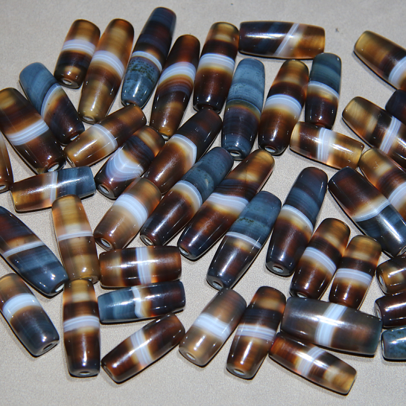 缠丝玛瑙光面一线咖透色蓝沁色同料勒子 diy饰品对珠锁骨珠配珠