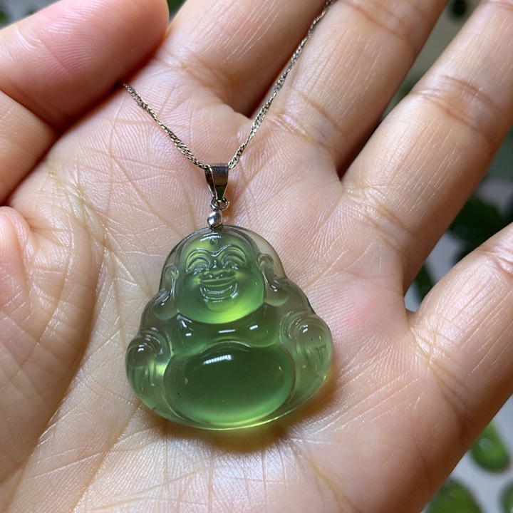 岫玉颈饰银S925镶嵌吊坠