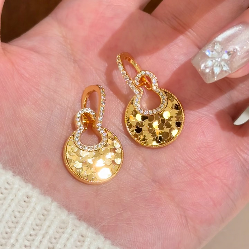 铜合金耳饰 爆闪碎冰冰葫芦福禄耳环女可拆卸耳圈高级感耳扣耳饰