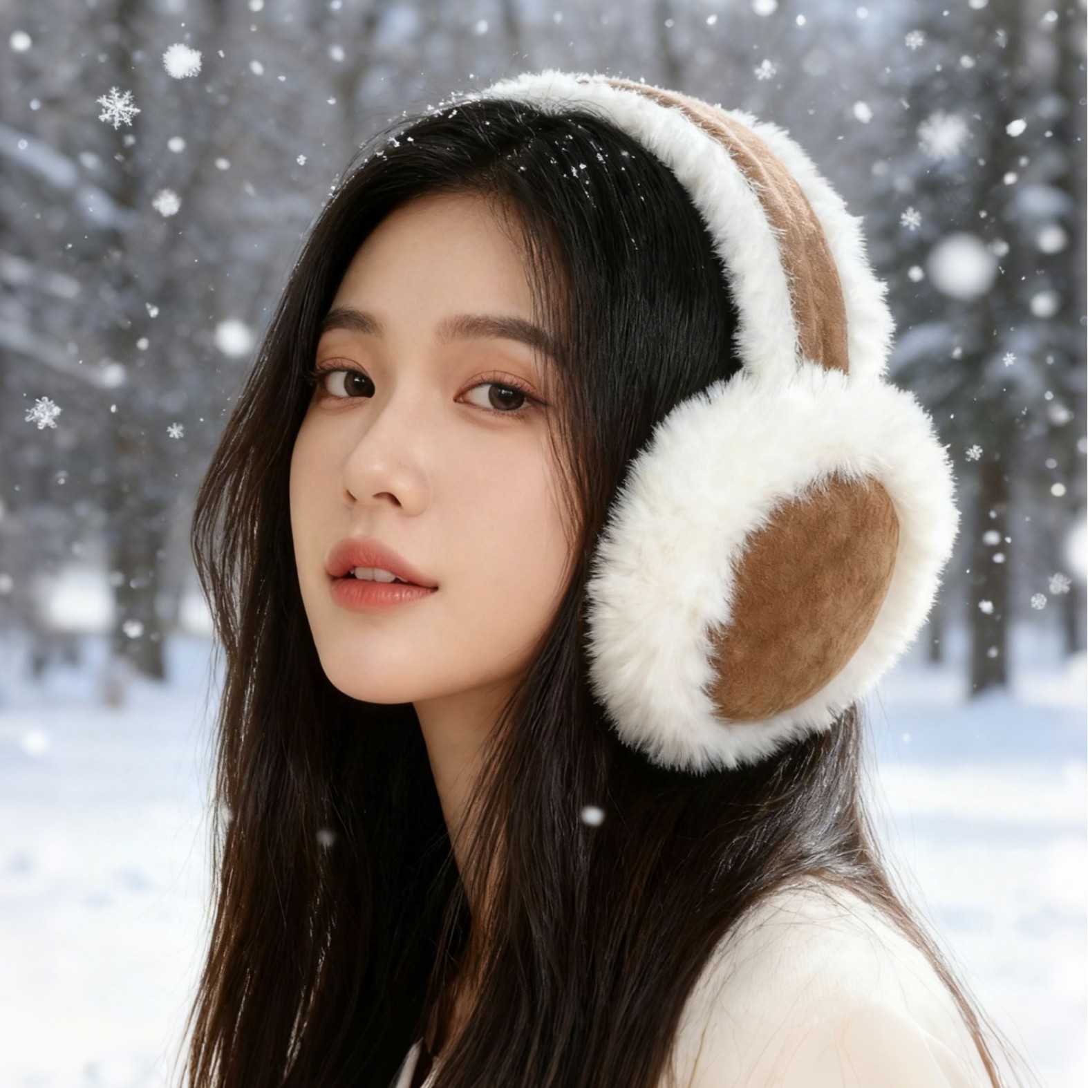 可爱麂皮绒耳罩冬季毛绒耳罩女韩版加绒保暖耳套骑行防寒防冻耳暖