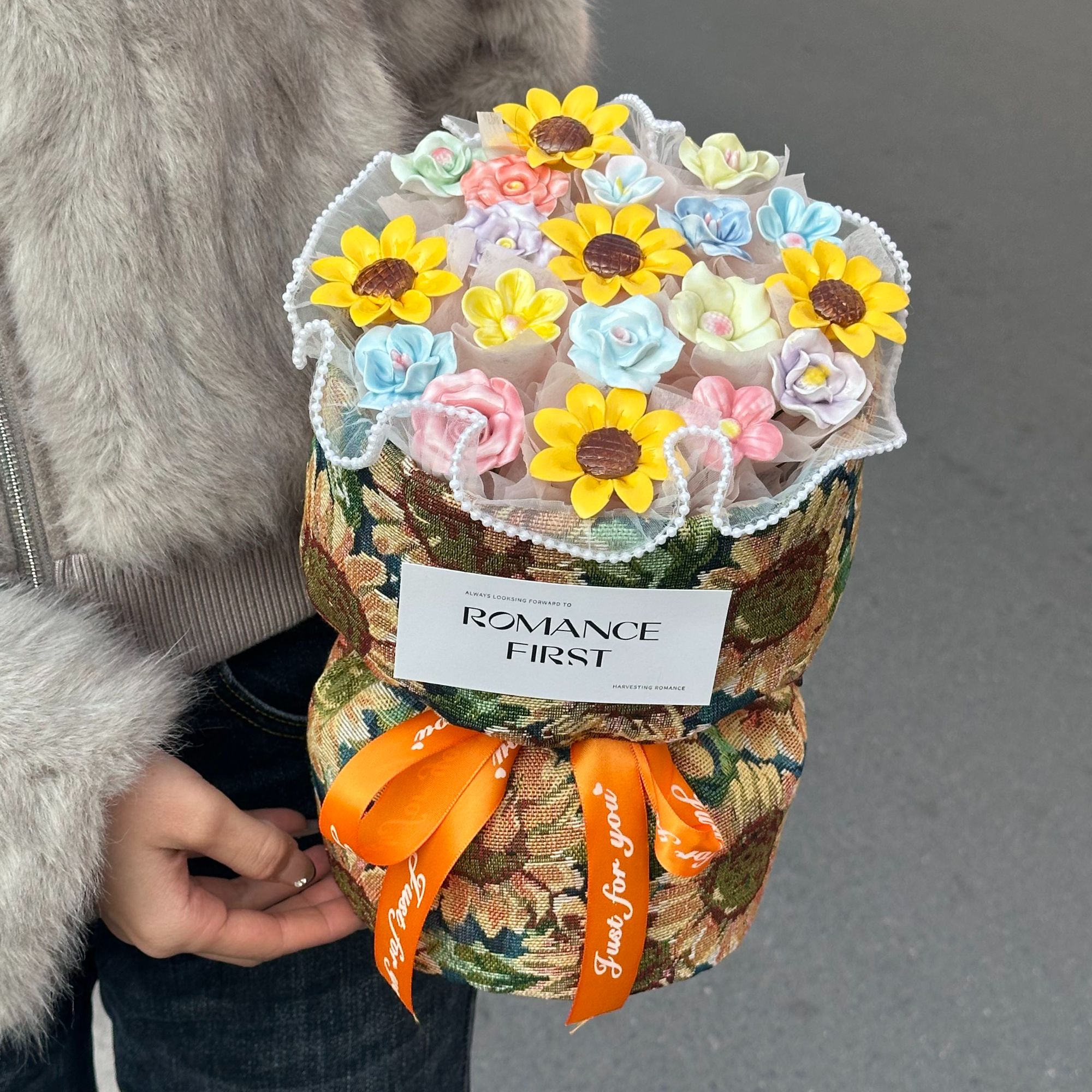 景德镇陶瓷花束成品送女生闺蜜向日葵情人新年生日礼物创意永生花