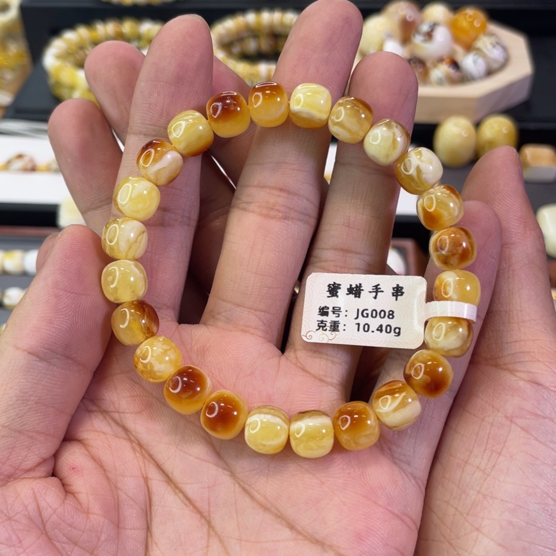 未镶嵌琥珀手链红沁同料手串