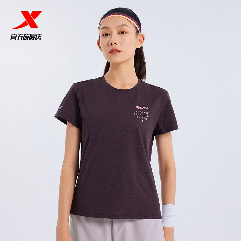 特步运动短袖女夏季新款时尚休闲舒适半袖透气运动户外圆领T恤