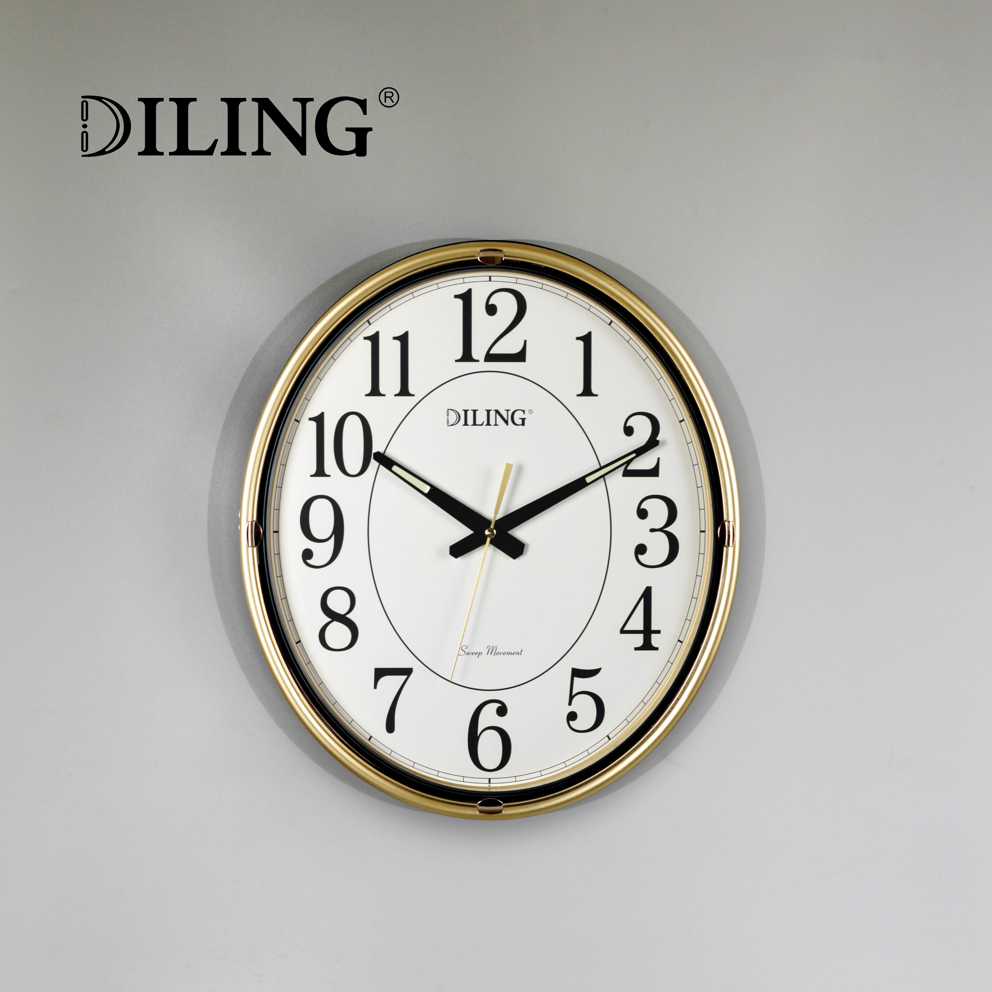 DILING/迪翎夜光轻奢时尚大气客厅卧室静音挂钟挂表时钟45*39cm