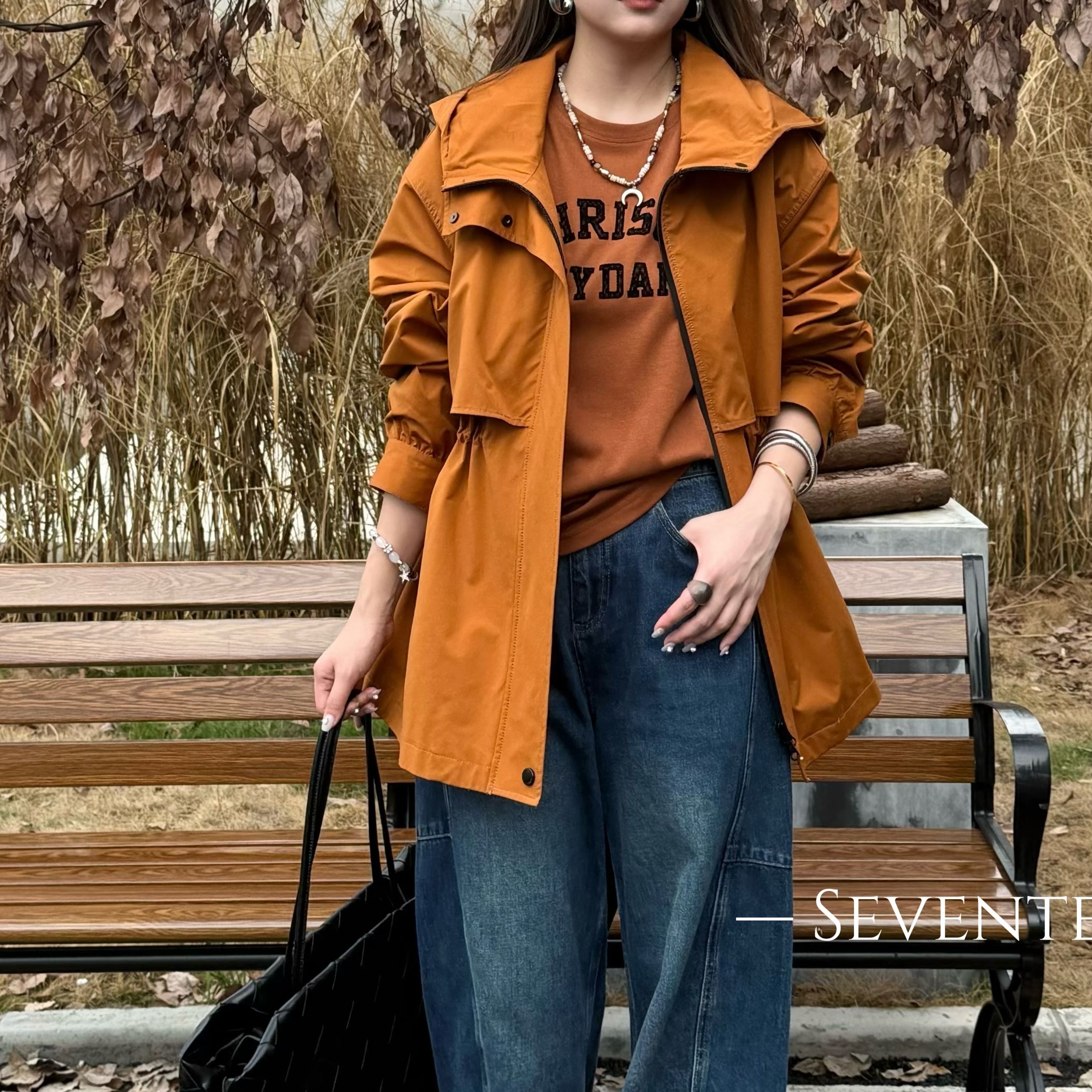 KIKI严选：83267-YFX家南油欧货秋季酷飒洋气减龄冲锋衣时尚外套