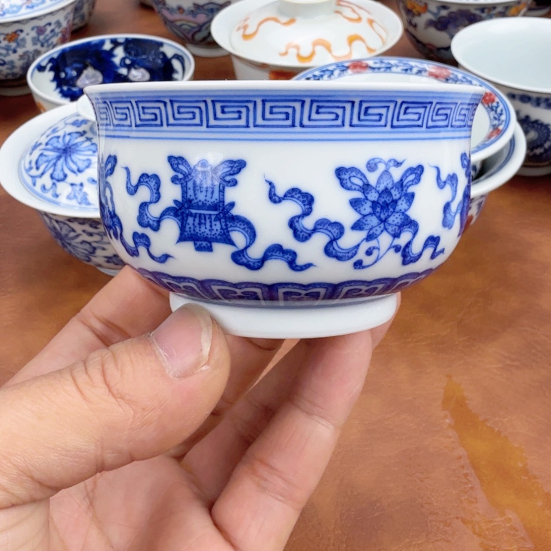 陶摆件福利青花单杯