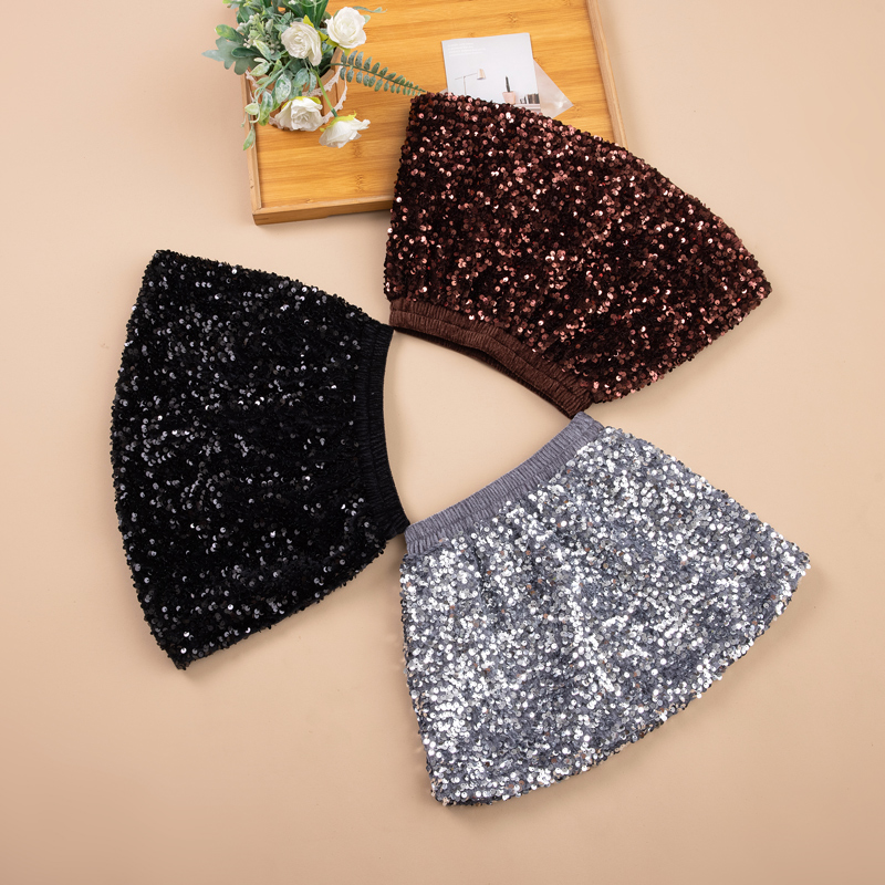女童半身裙秋冬2025新款儿童包臀丝绒裙子亮片闪闪小女孩A字短裙