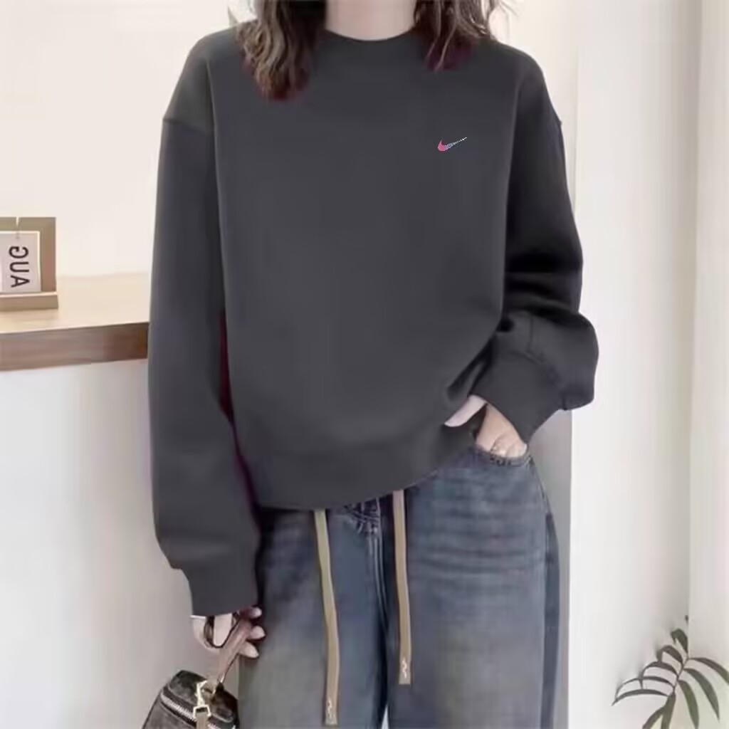 奥特莱斯官方秋冬季圆领卫衣休闲ins加绒长袖T恤男女百搭宽松外套