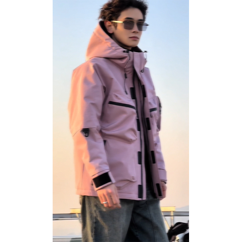 冬季新品潮牌户外机能多口袋羽绒服冲锋衣抗寒保暖白鸭绒工装外套