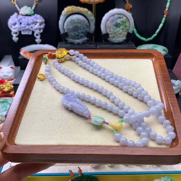 翡翠项链未镶嵌翡翠108颗项链