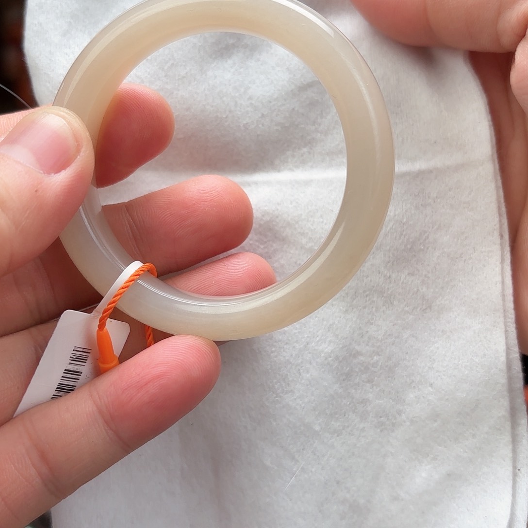 和田玉手镯未镶嵌A****?dd23 藕粉手镯51mm