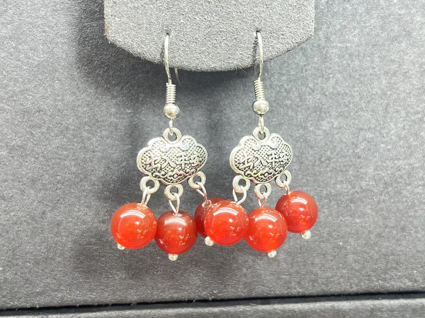 合金珐琅耳饰 合金珐琅  红色民族风耳饰  经典复古时尚女必备105