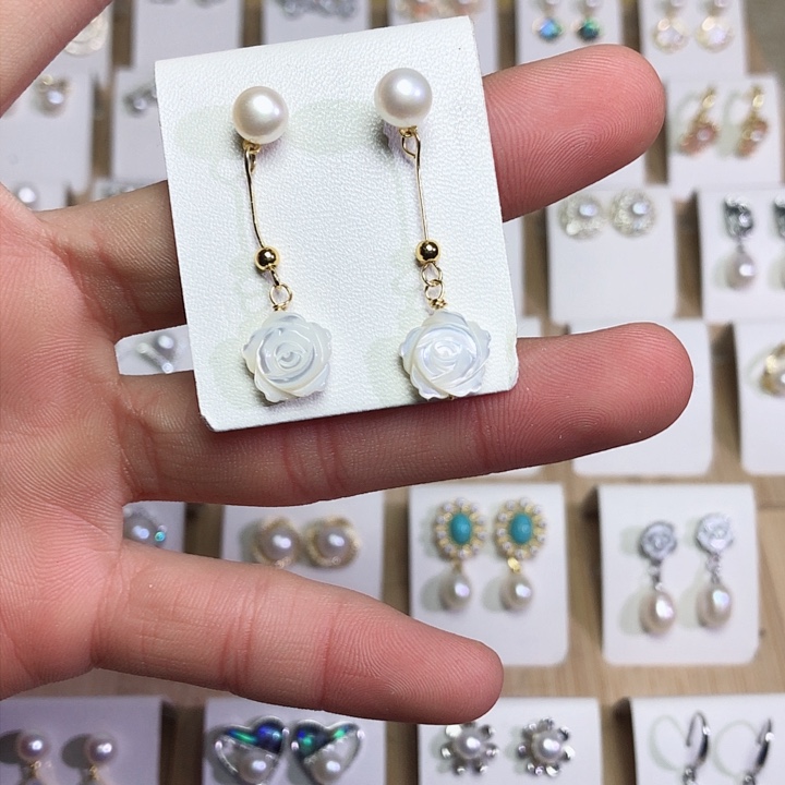 淡水珍珠耳饰银S925镶嵌