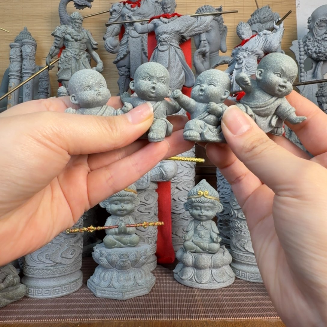 石材青砂石武打小人一套