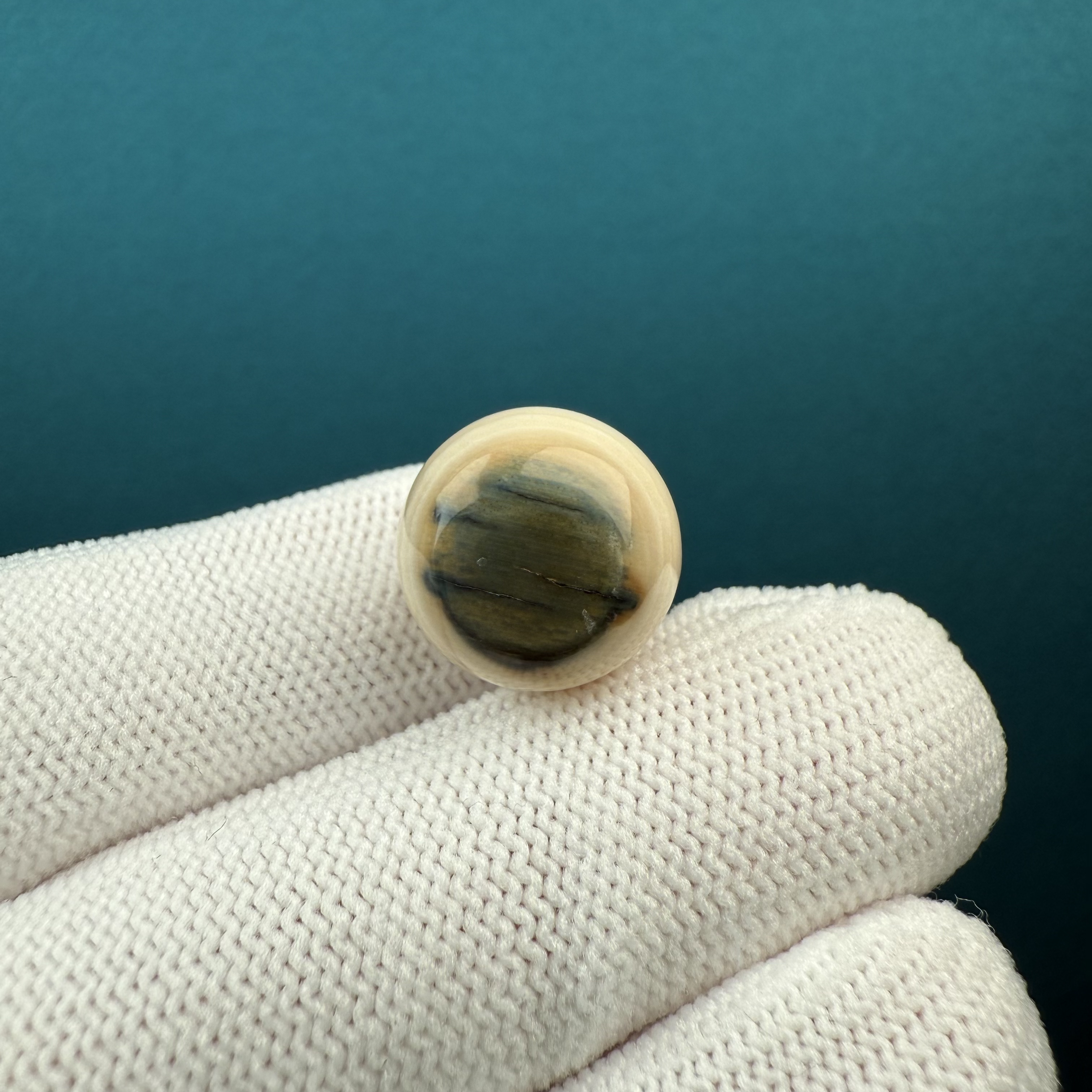 K23-95天然猛犸牙蓝眼单珠13.9mm支持鉴定假一罚四