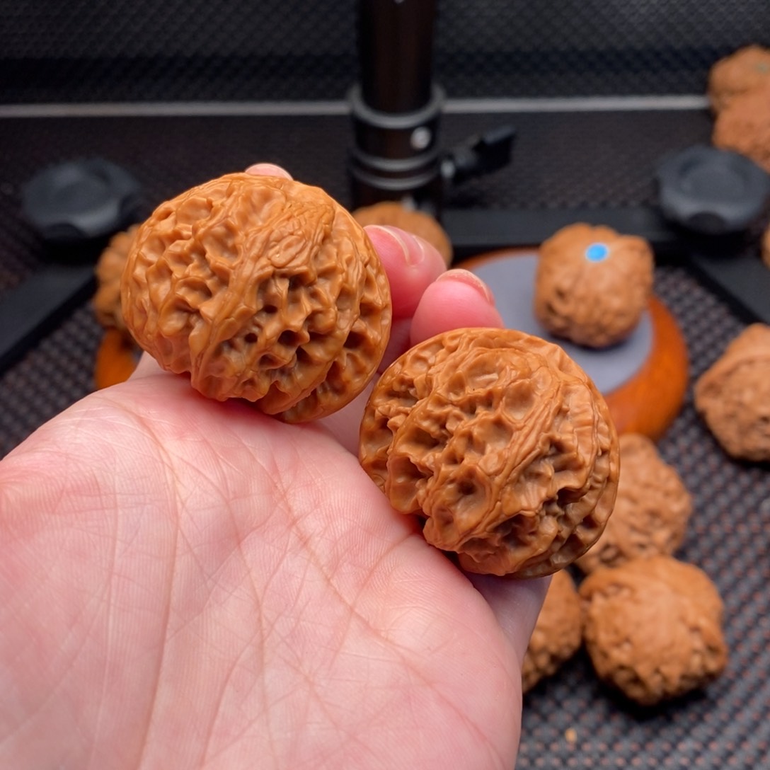 文玩核桃把件39镶嵌绿松石苹果