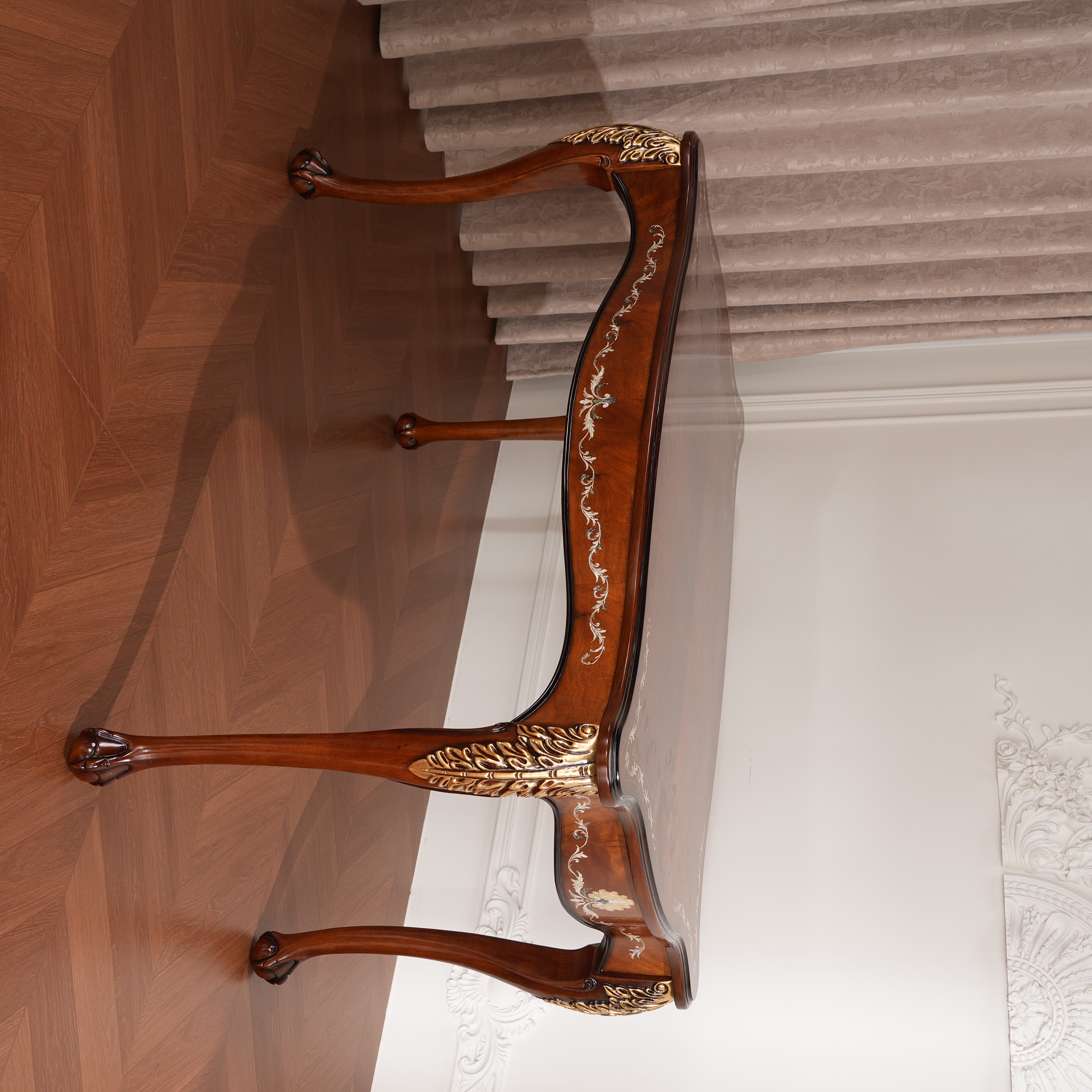 百瑞新"书影“系列法式螺钿实木长方形餐桌-YLSD-BRX2102