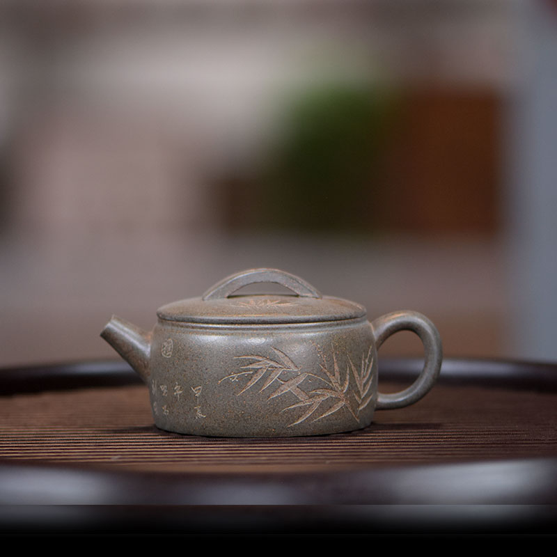 阎记抟砂 柴烧 汉瓦壶 刻绘竹 原矿喝茶壶S40 0102 3