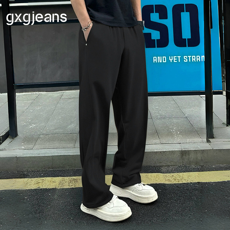 gxg.jeans男装 黑色简约休闲长裤宽松男士 25年夏新品