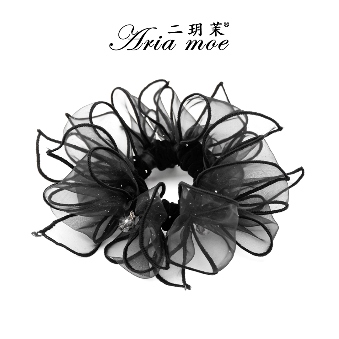 【雾里看纱】原创高定丝绒大肠发圈超大饱满蝴蝶结花苞手工皮筋头绳