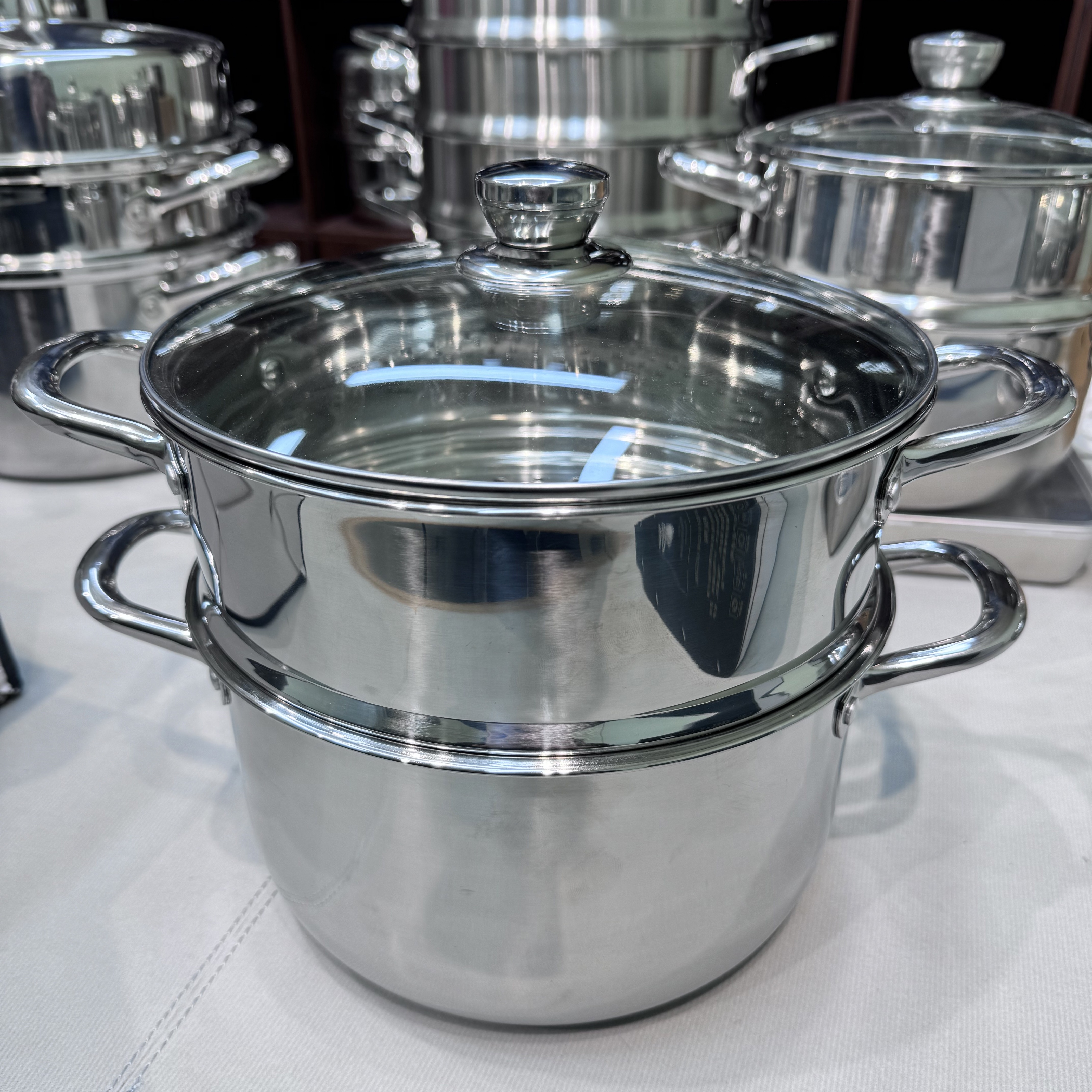 24CM双层蒸锅家用蒸煮锅不锈钢制品多功能上蒸下煮汤锅