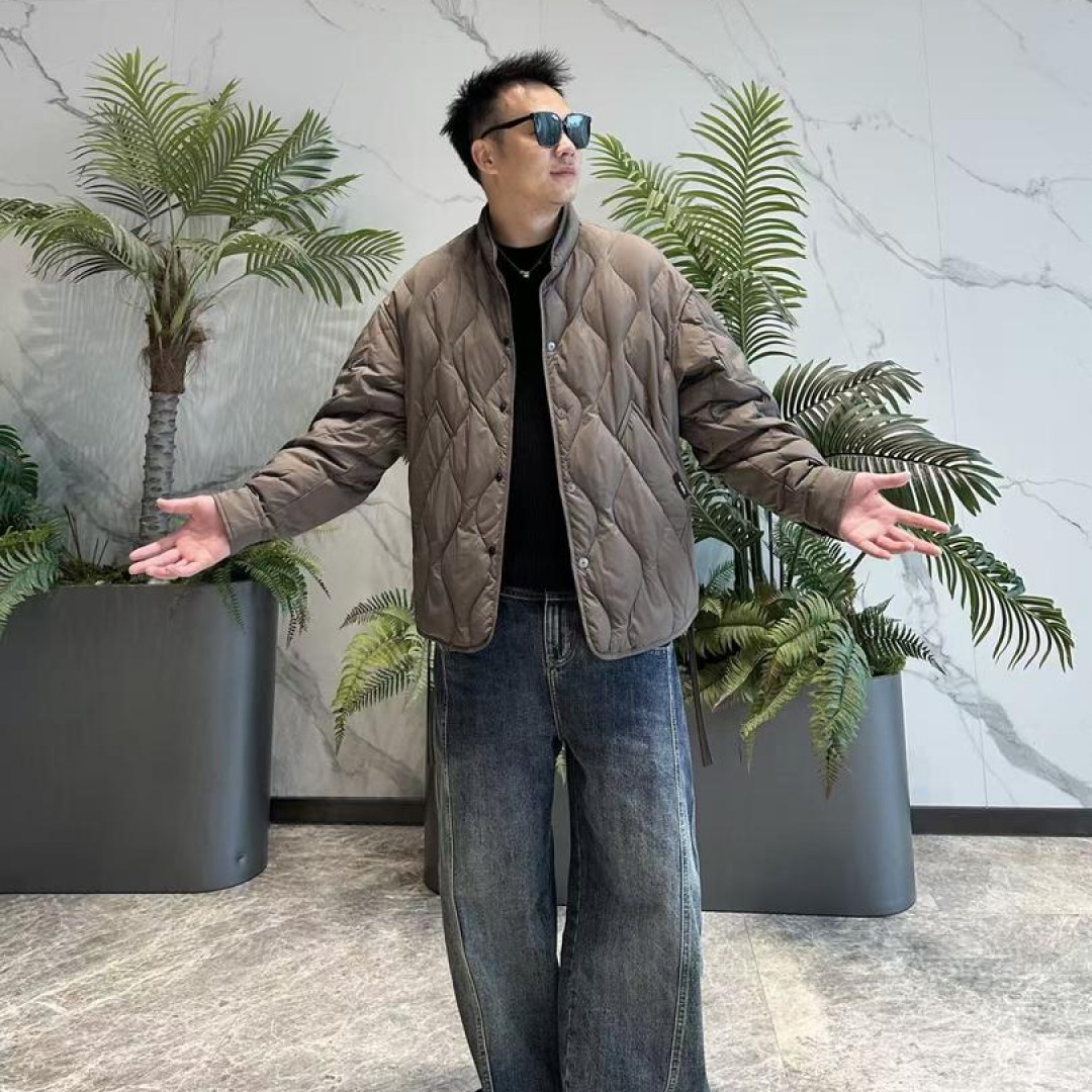 25冬季90白鸭绒菱形格衔缝羽绒服男士冬季轻盈款立领百搭外套3109